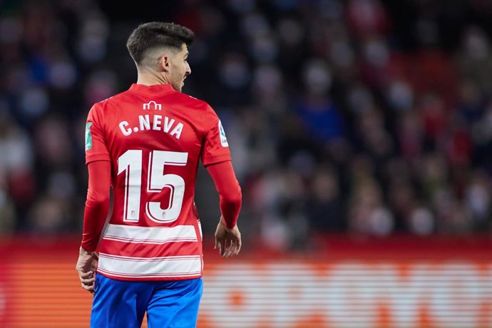 Carlos Neva of Granada looks on during the spanish league, La Liga Santander, football match played between Granada CF and Cadiz CF at Nuevo Los Carmenes stadium on February 28, 2022, in Granada, Spain.