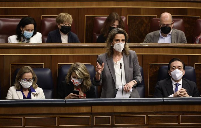 La vicepresidenta tercera y ministra para la Transición Ecológica y el Reto Demográfico, Teresa Ribera, interviene en una sesión plenaria en el Congreso