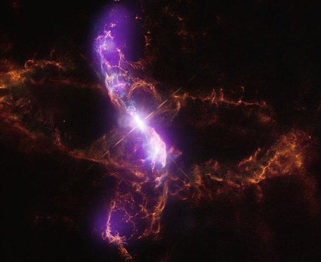 Ilustración de la estrella doble simbiótica R. Aquarii