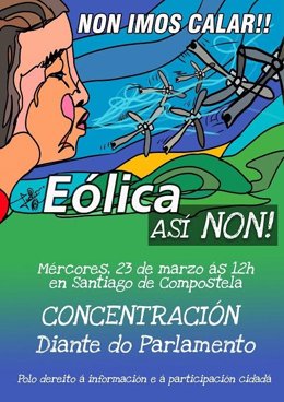 Cartel de la concentración convocada por Eólica Así Non en Santiago de Compostela