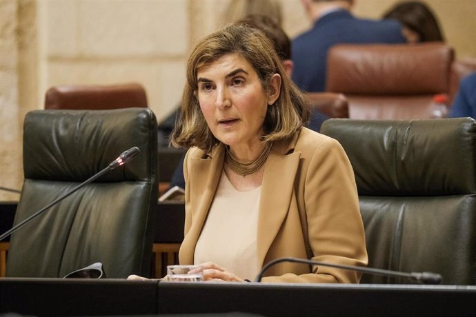 La consejera de Empleo, Rocío Blanco, este miércoles en el Pleno del Parlamento de Andalucía.