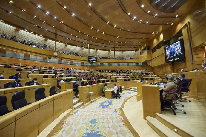 Vista general de una sesión de control al Gobierno en el Senado, a 22 de marzo de 2022, en Madrid (España). Durante el pleno, los grupos parlamentarios del Senado han cuestionado al Gobierno por su cambio de postura sobre la autonomía del Sáhara Occiden