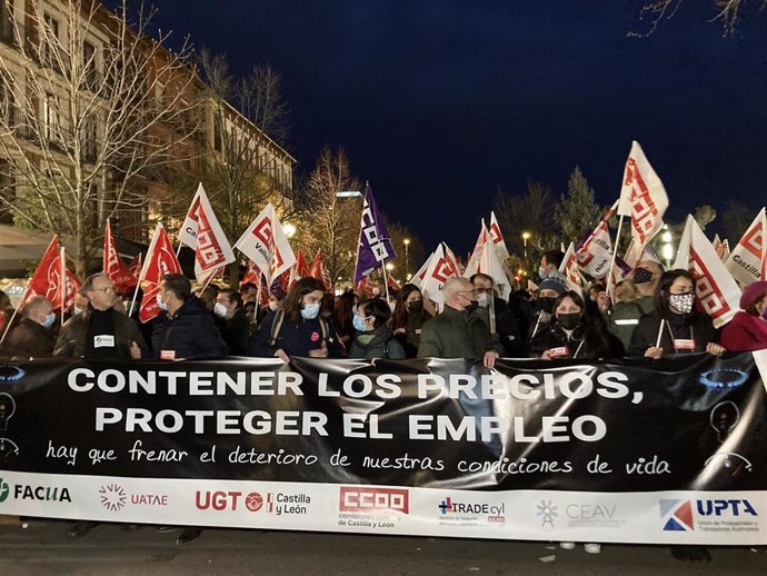 Cabecera de la movilización en Valladolid.