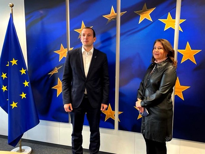 La consejera andaluza de Agricultura, Ganadería, Pesca y Desarrollo Sostenible, Carmen Crespo, reunida con el comisario europeo de Medio Ambiente, Océanos y Pesca, Virginijus Sinkevicius