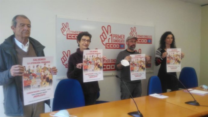 Rueda de prensa para presentar la movilización en defensa de la Atención Primaria asturiana.