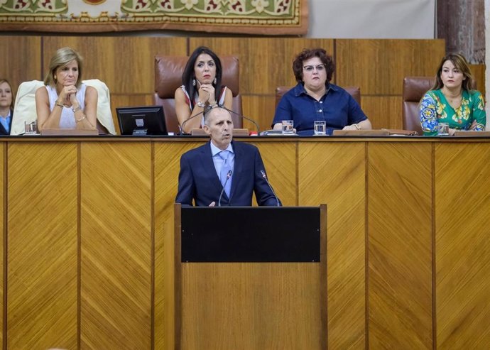 David Núñez defiende en el Pleno del Parlamento andaluz una Iniciativa Legislativa Popular para pedir la estabilización de empleo público temporal (Foto de archivo).