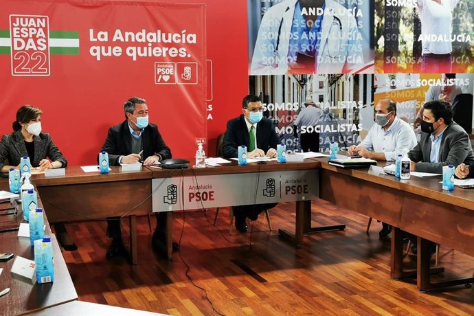 Reunión entre el secretario general del PSOE de Andalucía, Juan Espadas y las organizaciones agrarias.