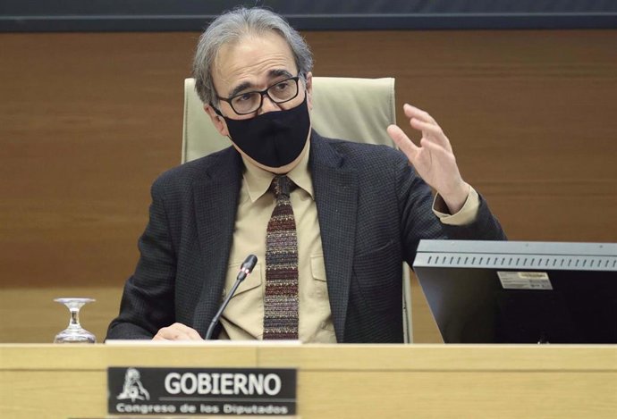 El ministro de Universidades, Joan Subirats, comparece, a petición propia y de los Grupos Popular, VOX, Plural y Republicano, en la Comisión de Ciencia, Innovación y Universidades en el Congreso de los Diputados, a 23 de febrero de 2022.