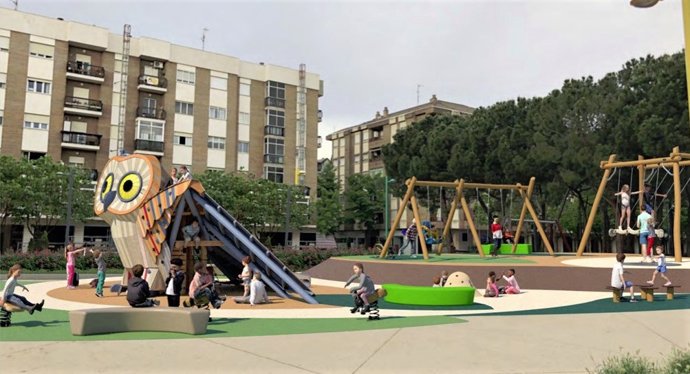 Primero de Mayo tendrá para San Mateo nueva zona de juegos infantiles, con 500 m2 más y varios elementos "singulares", como se ve en la simulación