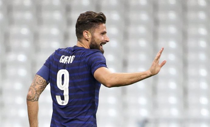 Archivo - Olivier Giroud celebra un gol con la selección francesa