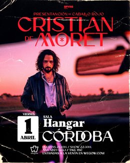 Cartel del concierto del artista Cristian de Moret en la Sala Hangar de Córdoba.