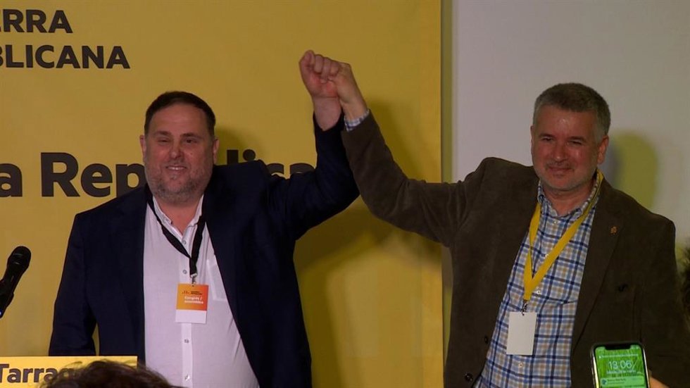 El presidente de ERC, Oriol Junqueras, y el alcalde de Tarragona, Pau Ricom