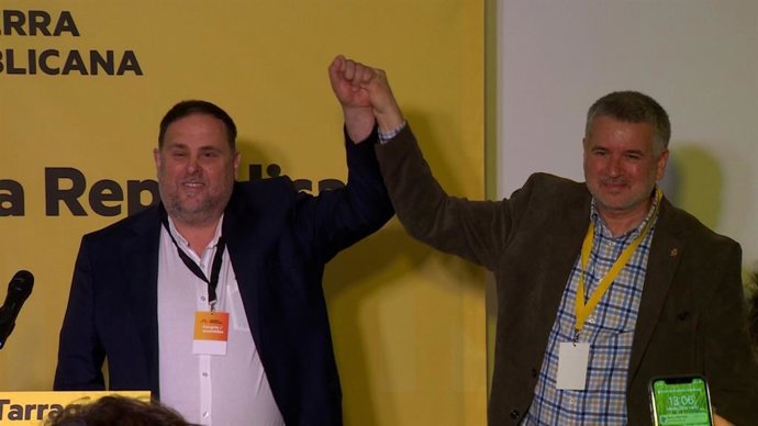 El president d'ERC, Oriol Junqueras, i l'alcalde de Tarragona, Pau Ricom
