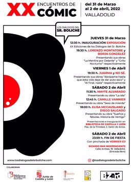 Archivo - Cartel de la XX edición de las jornadas 'Los diálogos del Sr. Boliche', que se celebran en Valladolid del 31 de marzo al 2 de abril.