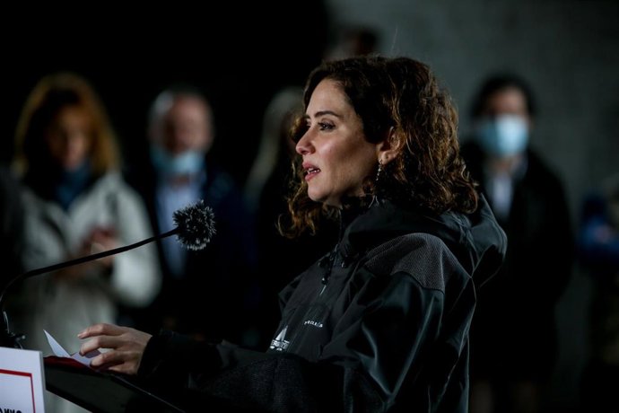 La presidenta de la Comunidad de Madrid, Isabel Díaz Ayuso, interviene en la explotación Agropecuaria El Espino Camino del Espino donde ha acudido para hacer balance del Plan Terra, a 25 de marzo de 2022, en Brunete, Madrid (España). El Plan Terra fue p