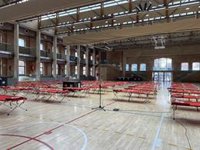 Un total de 131 ucranianos, que dormían en Atocha, llegan este lunes al polideportivo Daoiz y Velarde