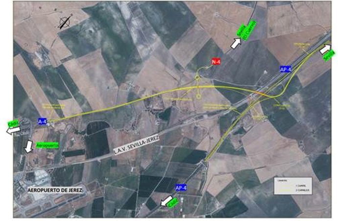 Solución planteada para el trazado del nuevo enlace de acceso al aeropuerto de Jerez.