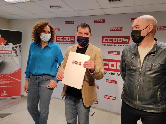 Nuria Gutiérrez, Daniel Mesa y Unai Sordo, de CCOO