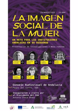 Cartel del acto 'La La imagen social de la mujer, un reto para las instituciones andaluzas en su discurso'