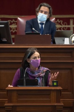 Archivo - La presidenta del Grupo Parlamentario Sí Podemos Canarias, María del Río