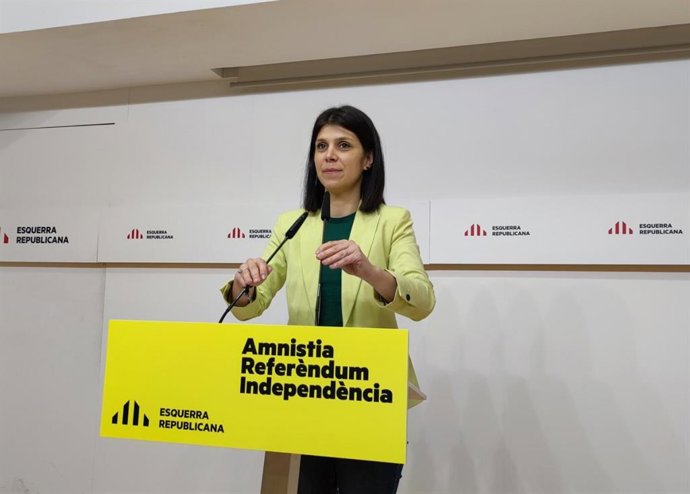 La secretria general adjunta i portaveu d'ERC, Marta Vilalta, en la roda de premsa