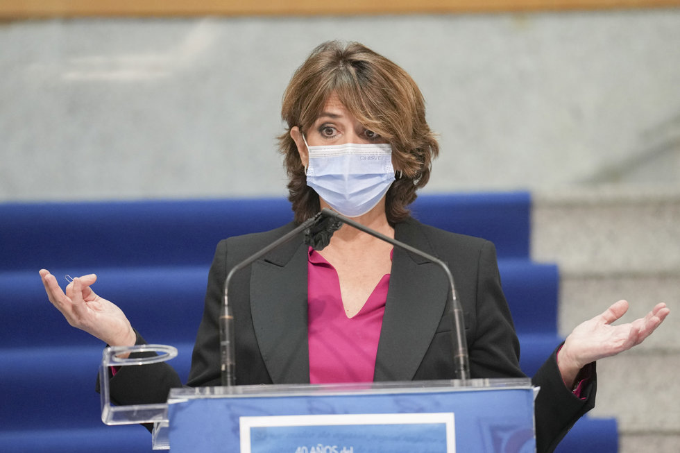 La fiscal General del Estado, Dolores Delgado, interviene en el acto conmemorativo del 40 Aniversario de aprobación del Estatuto Orgánico del Ministerio Fiscal