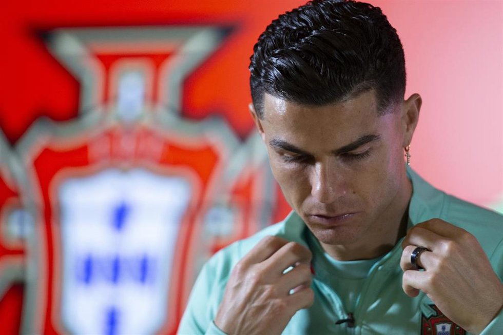 Cristiano Ronaldo durante una rueda de prensa con la selección de Portugal