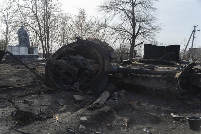 Un tanque ruso en la provincia de Kiev