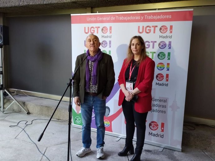 La nuevca secretaria general de UGT Madrid, Marina Prieto, junto al secretario general del sindicato a nivel nacional, Pepe Álvarez.