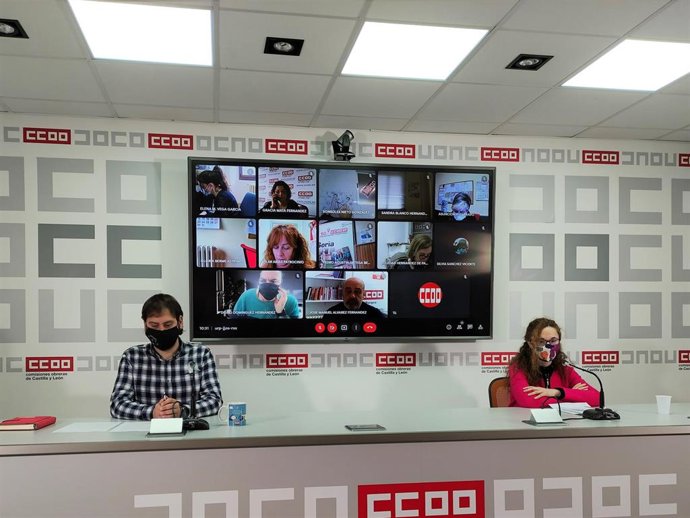 Los responsables de la Secretaría de Negociación Colectiva, Sectores Privados y Elecciones Sindicales de la Federación de Sanidad de CCOO CyL Fátima Avedillo Carretero y Sergio Nicolás Díez del Rey.