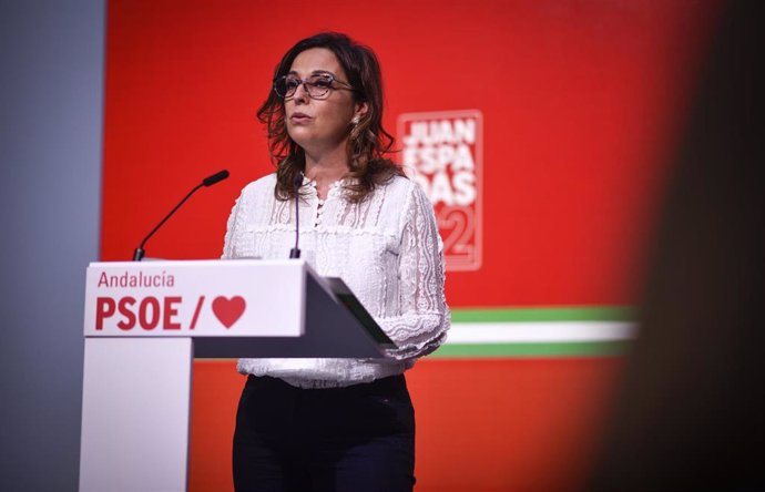 La secretaria de Política Municipal de Grandes Poblaciones del PSOE-A, Isabel Ambrosio, en rueda de prensa en una foto de archivo.