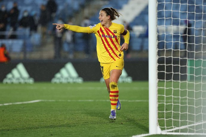 Alexia Putellas of FC Barcelona celebrates a goal during the UEFA Women Champions League, quarter finals, football match played between Real Madrid and FC Barcelona at Alfredo Di Stefano stadium on March 22, 2022, in Madrid, Spain.