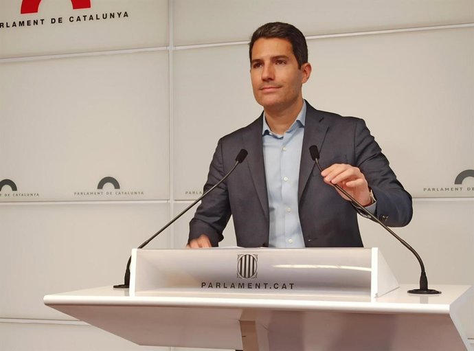 El portavoz de Cs en el Parlament, Nacho Martín Blanco, en rueda de prensa.