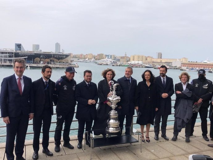 Acto de la Copa América de Vela de 2024, que se celebrará en la capital catalana, este martes 29 de marzo de 2022, en Barcelona.