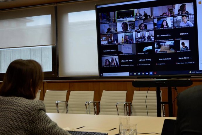 La ministra de Industria, Comercio y Turismo, Reyes Maroto, en la Conferencia Sectorial para el reparto de partidas para la mejora de la eficiencia energética de alojamientos turísticos