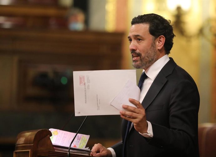 El diputado del Partido Popular en el Congreso de los Diputados, Guillermo Mariscal, interviene en una sesión plenaria en el Congreso 