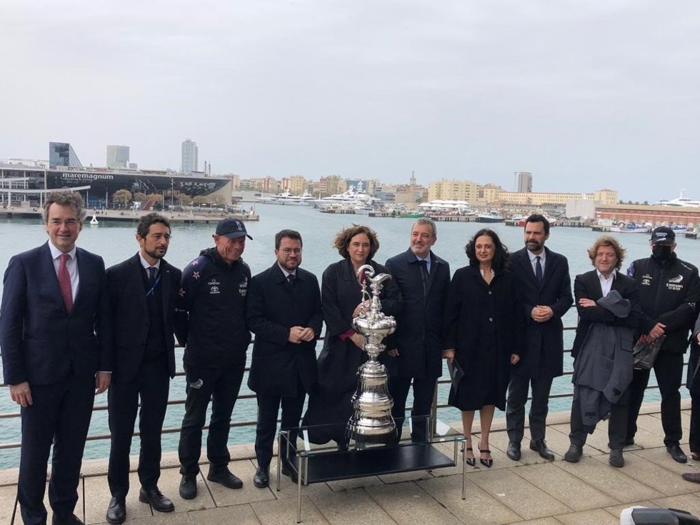 Acto de la Copa América de Vela de 2024, que se celebrará en la capital catalana, este martes 29 de marzo de 2022, en Barcelona.