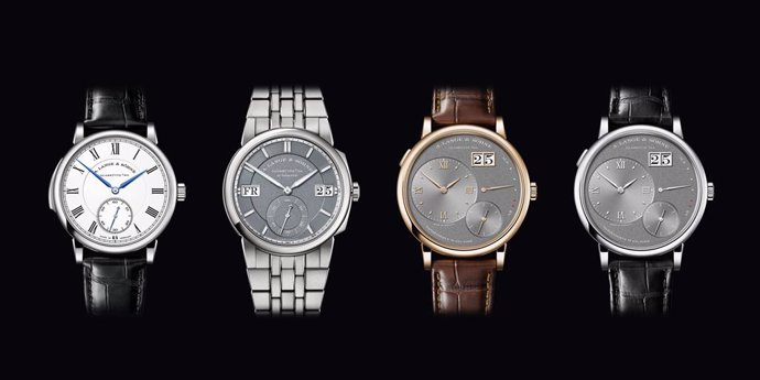 A. Lange & Shne novelties to be presented at the trade fair, from left to right: RICHARD LANGE MINUTE REPEATER, ODYSSEUS and GRAND LANGE 1 with two case variations. Credit: Lange Uhren GmbH