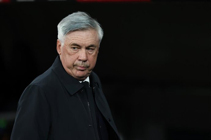 Carlo Ancelotti, coach of Real Madrid, looks on during the spanish league, La Liga Santander, football match played between Real Madrid and FC Barcelona at Santiago Bernabeu stadium on March 20, 2022, in Madrid, Spain.