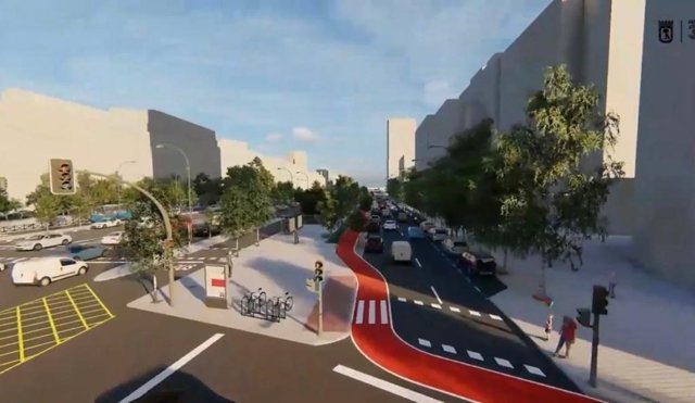 Proyección del futuro carril bici del Paseo de la Castellana