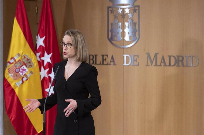 La portavoz de Unidas Podemos, Carolina Alonso, comparece en la Asamblea de Madrid