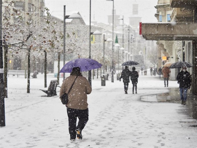 Archivo - Nevada en Pamplona el pasado 28 de noviembre de 2021