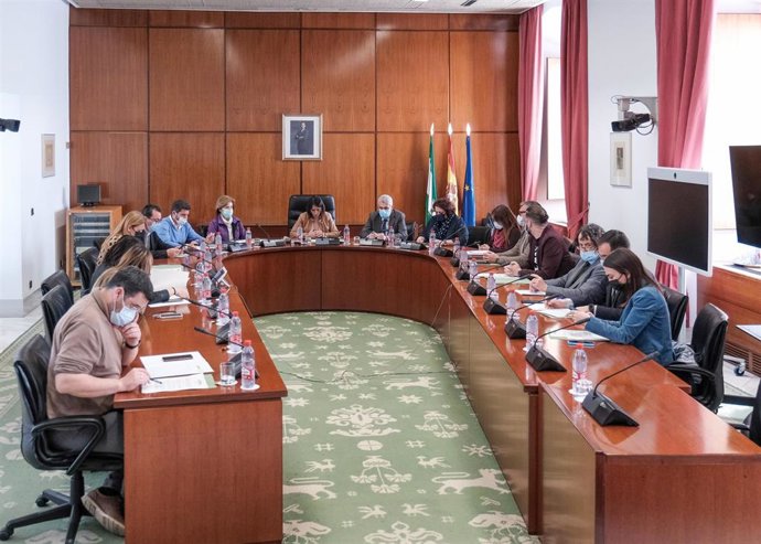 Imagen de este miércoles de la Junta de Portavoces para abordar el orden del día del Pleno del Parlanento de 6 y 7 de abril.