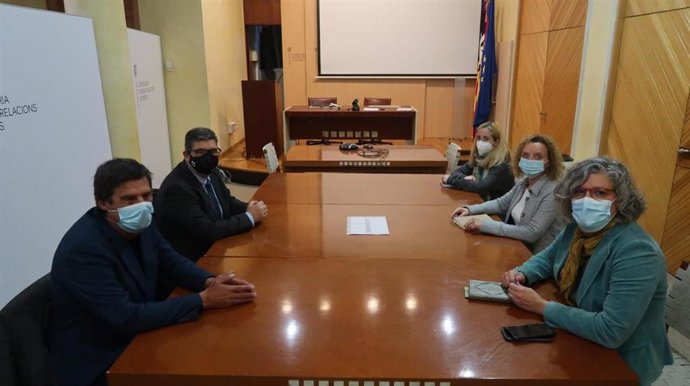 La directora del Tesoro, Política Financiera y Patrimonio, Aina Galmés, durante la reunión con el Colegio de Mediadores de Seguros.