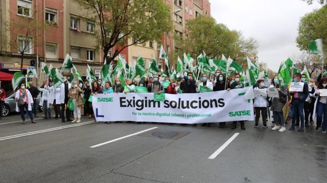 Imatge de la concentració convocada per Satse a Barcelona