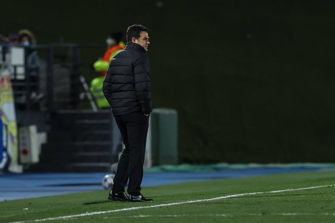 Alberto Toril, coach of Real Madrid, looks on during the UEFA Women Champions League, quarter finals, football match played between Real Madrid and FC Barcelona at Alfredo Di Stefano stadium on March 22, 2022, in Madrid, Spain.