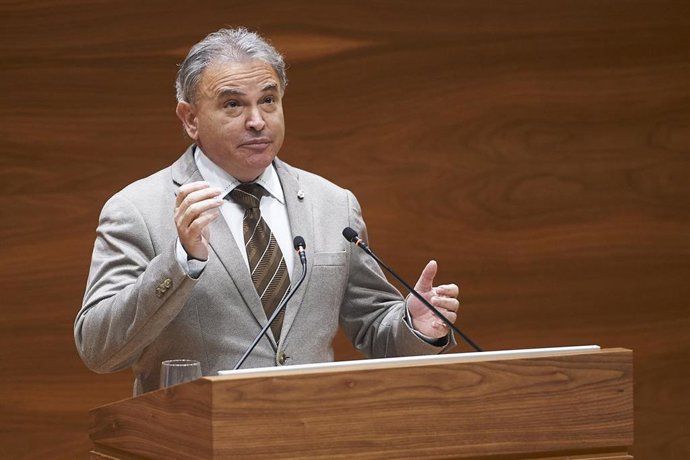 El parlamentario de Navarra Suma Pedro Gonzáez, en el pleno del Parlamento de Navarra.
