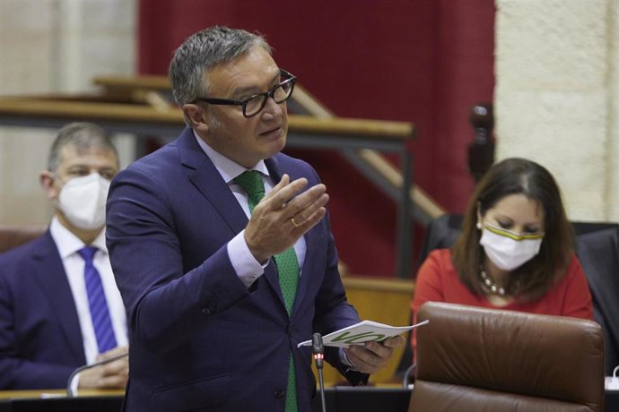 El portavoz del Grupo Parlamentario Vox, Manuel Gavira, durante la sesión plenaria ordinaria en el Parlamento de Andalucía, a 24 de marzo de 2022 en Sevilla (Andalucía, España)
