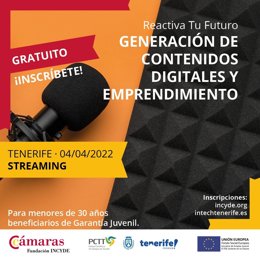 Cartel del curso 'Generación de contenidos digitales y emprendimiento'