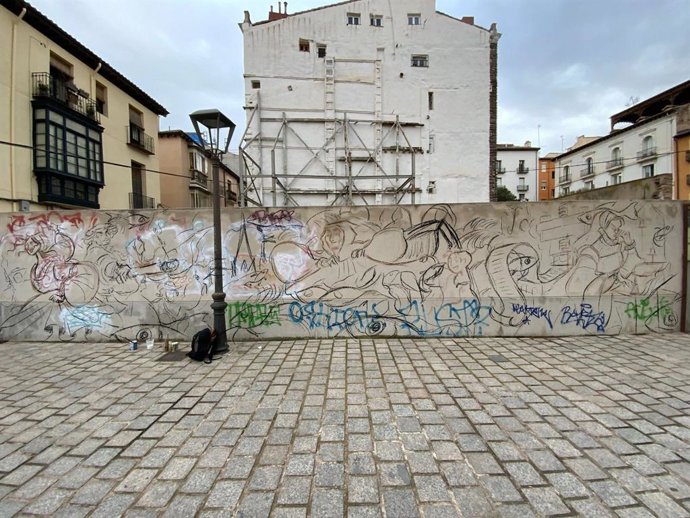 Comienza a pintarse en Rodríguez Paterna uno de los tres murales de jóvenes artistas logroñeses